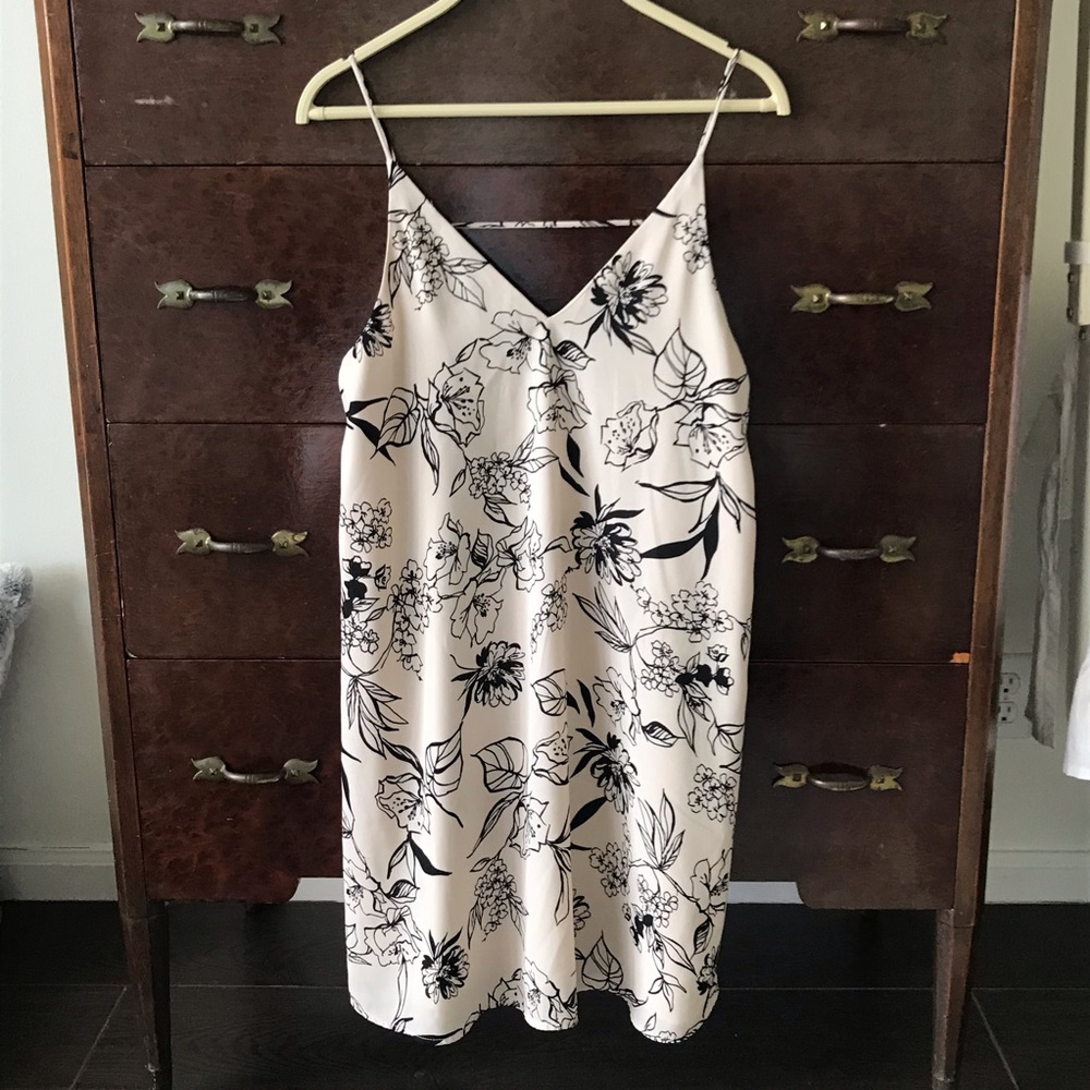Pretty floral nude and black tank dress